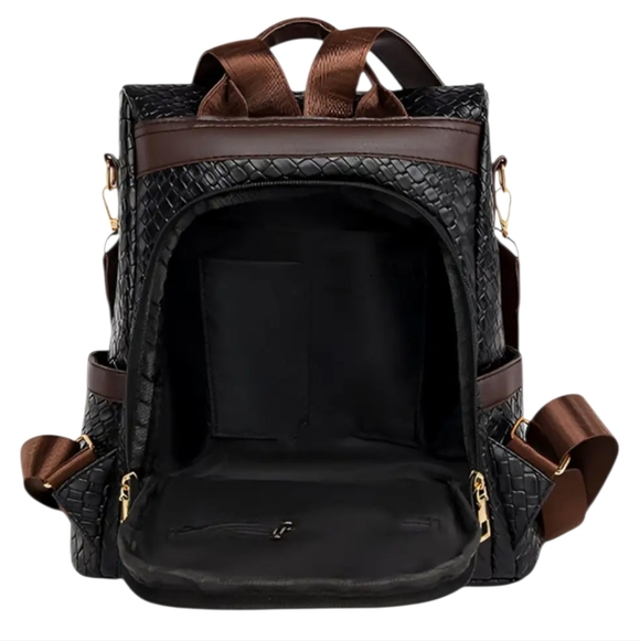 black leather snakeskin backpack Viper Baby Rebel Dream Bag with Black Zipper Adjustable shoulder straps . Genuine python Skin Backpack |